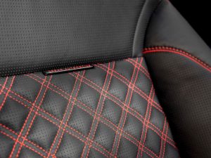 Urban Automotive Seat Badge - Black Chrome With Red Enamel